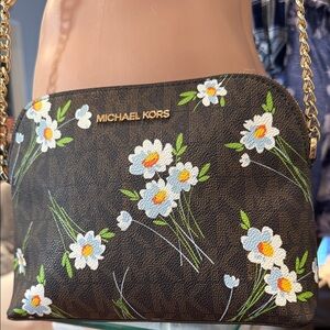 Michael Kors Black Floral Crossbody Bag